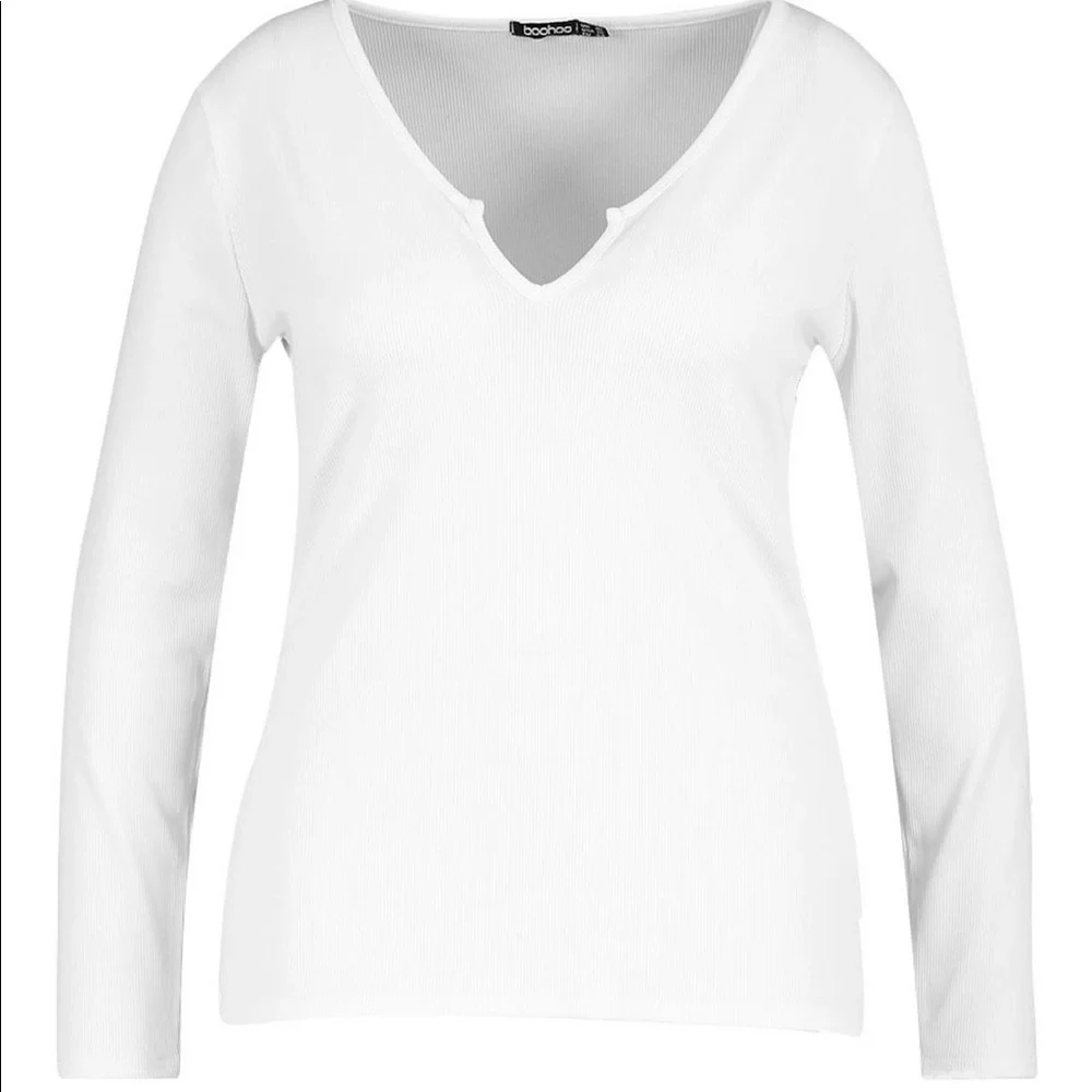 ⭐️Ribbed Notch Neck T-Shirt - Picture 3 of 7